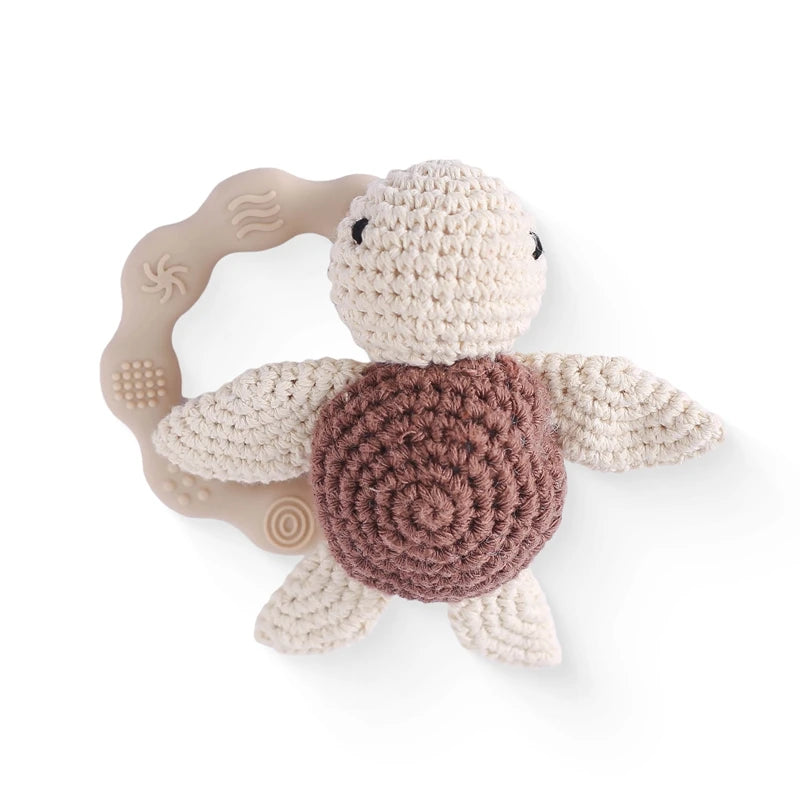 1PC Crochet Animal Bear Rattle Toy