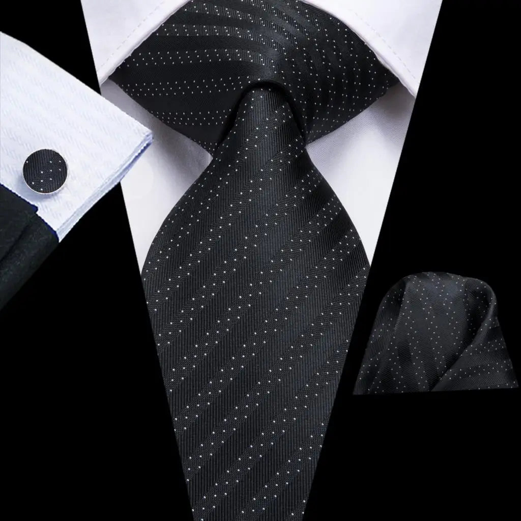 Hi-Tie Black Floral Silk Wedding Tie For Men