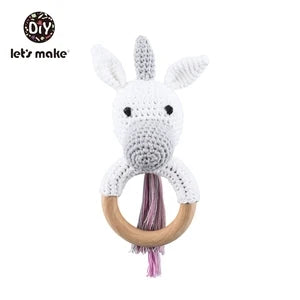 1PC Crochet Animal Bear Rattle Toy