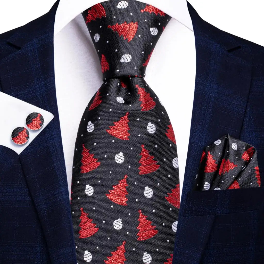 Hi-Tie Black Floral Silk Wedding Tie For Men