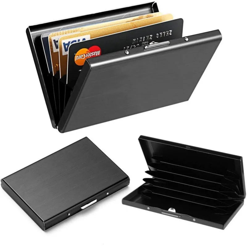 1pc Card Holder Men RFID Blocking Aluminum Metal Slim Wallet