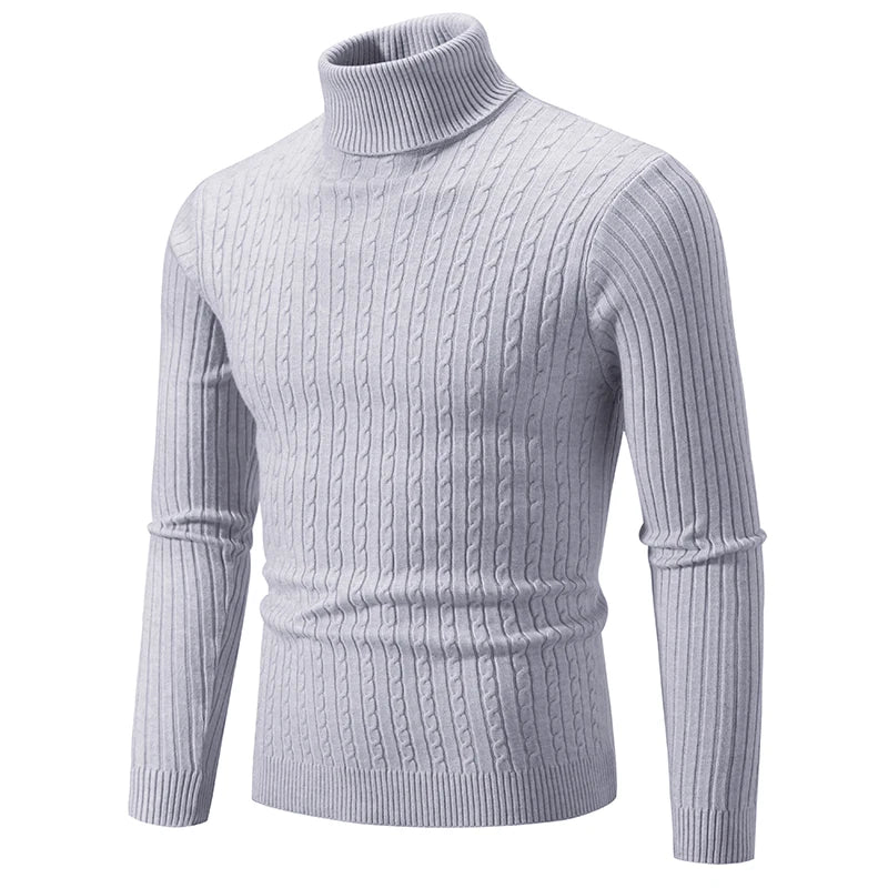 New Men's High Neck Sweater Pullover Knitted Warm