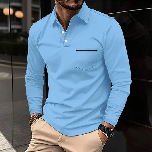 2025 men's spring long sleeve pocket T-shirt