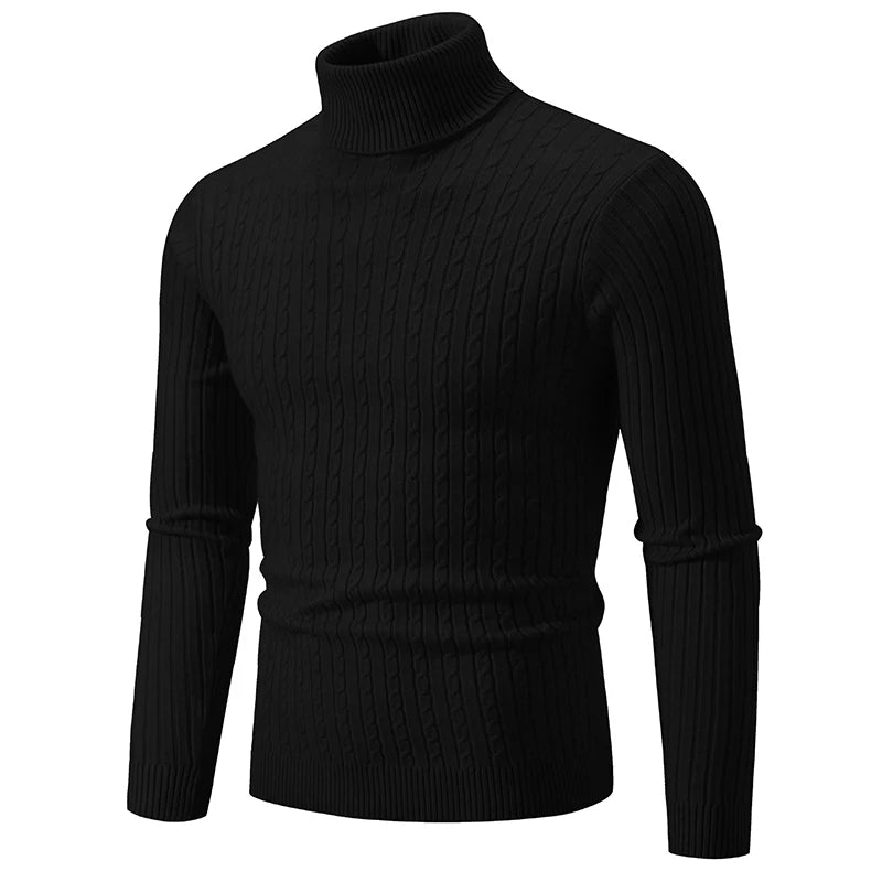 New Men's High Neck Sweater Pullover Knitted Warm