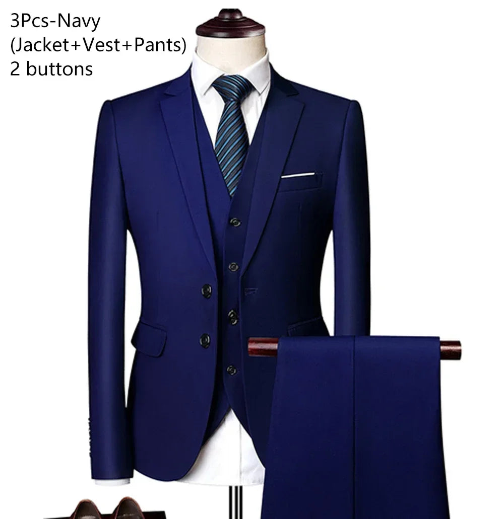 3 Pieces Set Luxury Fashion Full Jackets Vest, Pants, Blazers Outfit 2025