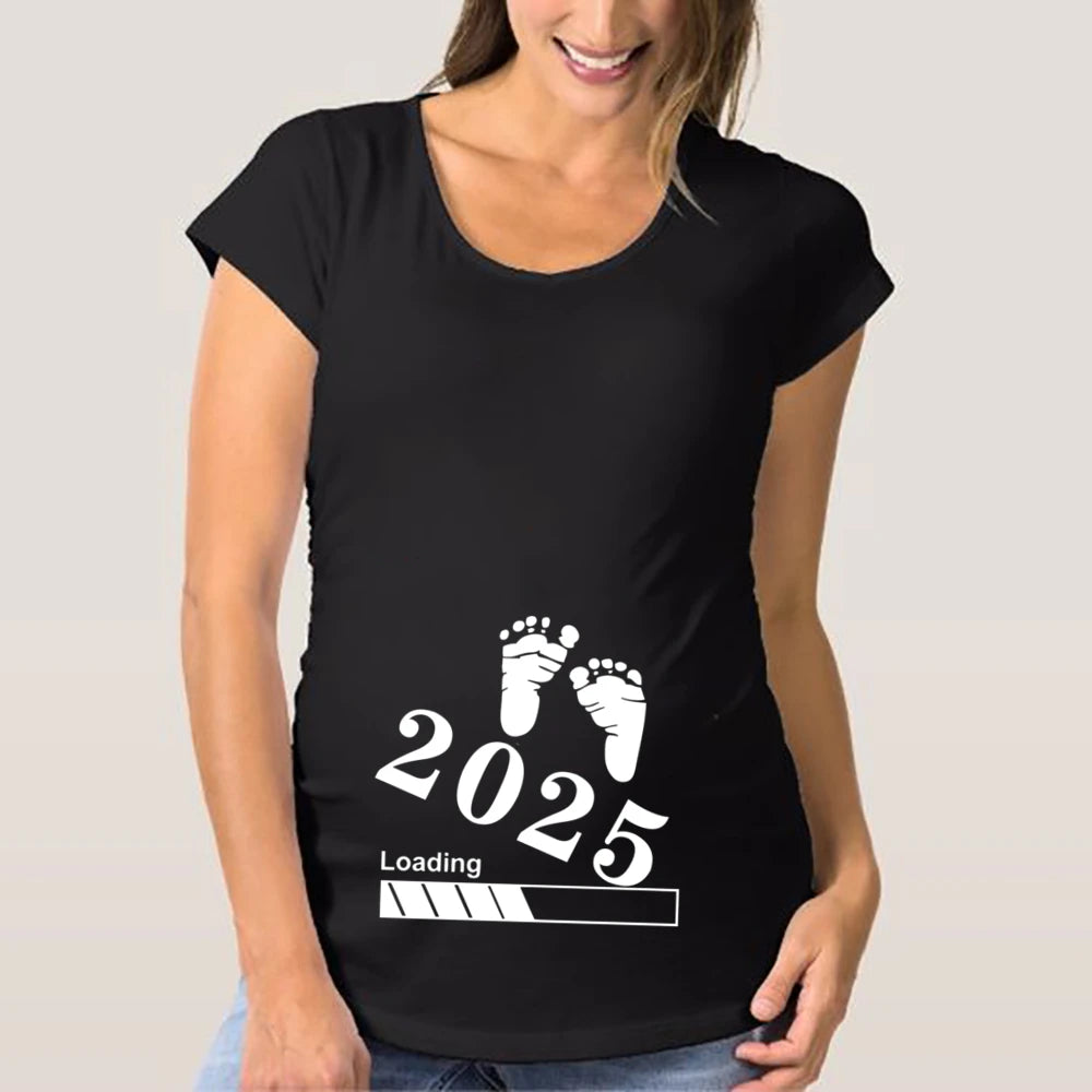 Baby Loading 2025 Printed Maternity T Shirt