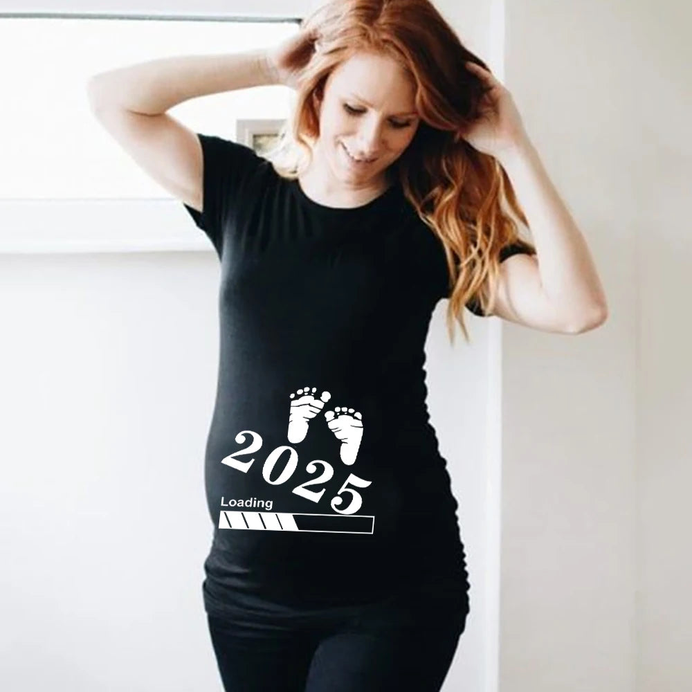 Baby Loading 2025 Printed Maternity T Shirt