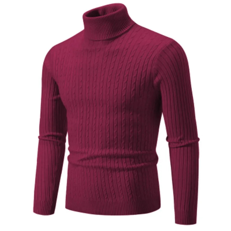 New Men's High Neck Sweater Pullover Knitted Warm