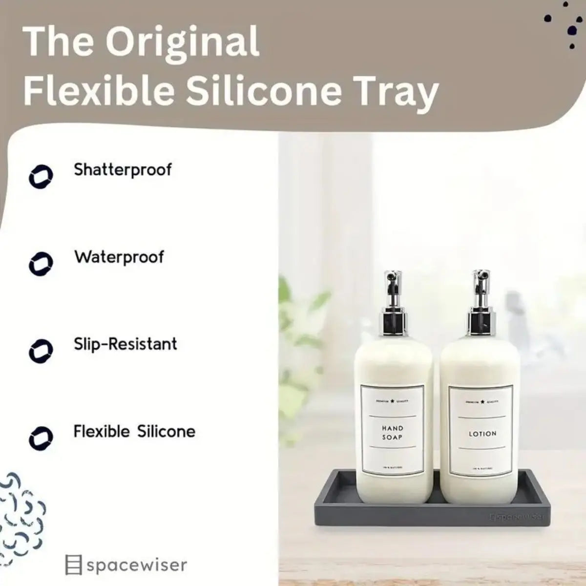 Silicone tray for bathroom countertops