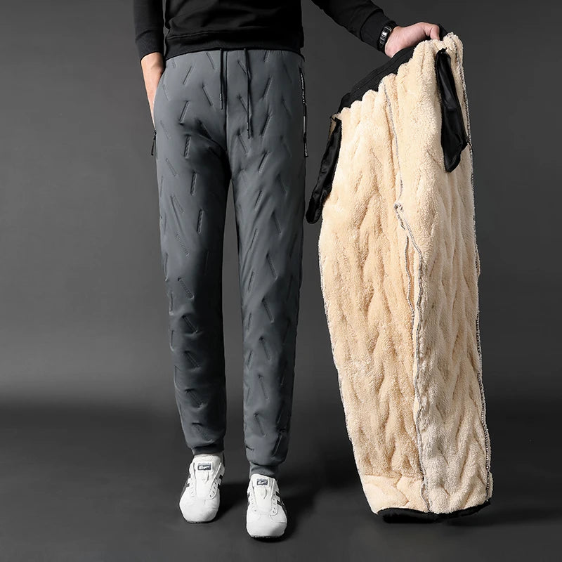 Winter Sweat wear Men Plush Thick Fleece Sweat pants