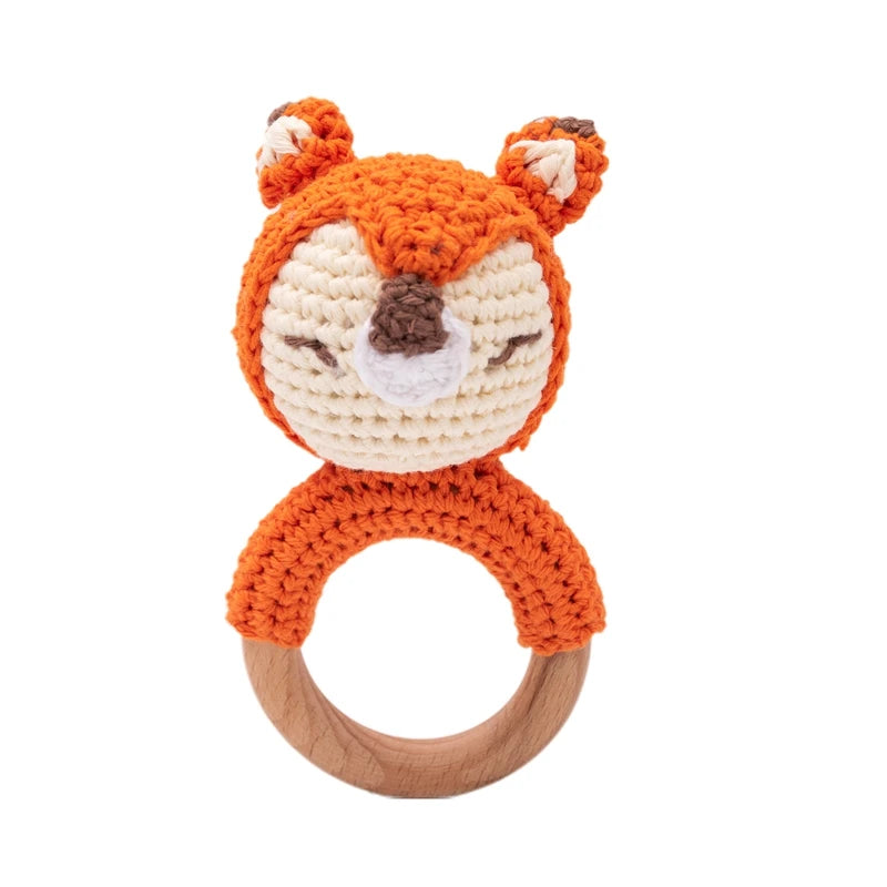 1PC Crochet Animal Bear Rattle Toy