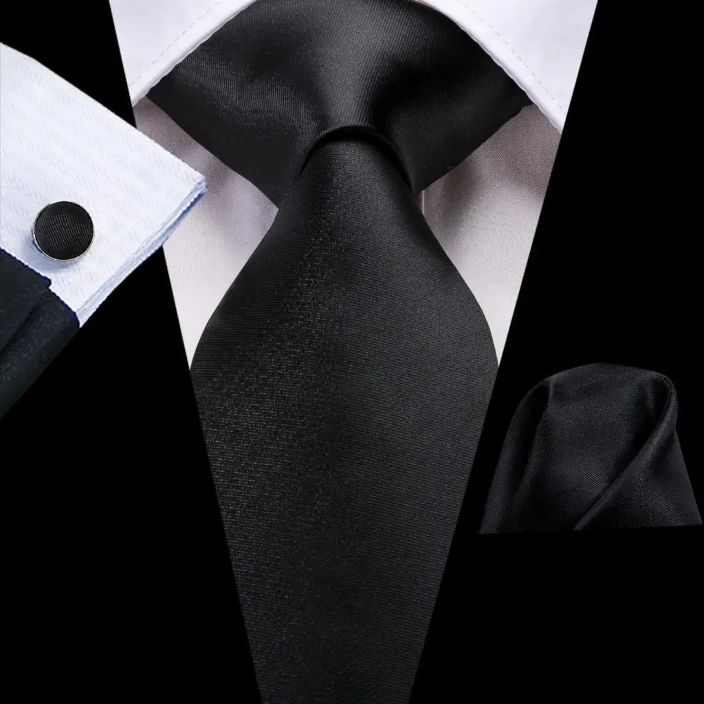 Hi-Tie Black Floral Silk Wedding Tie For Men