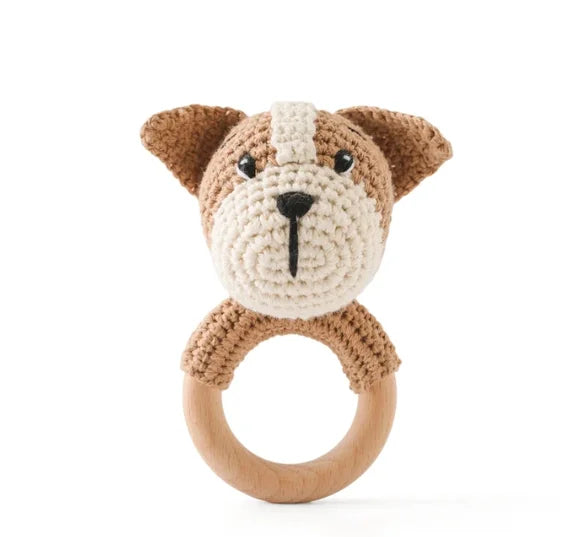 1PC Crochet Animal Bear Rattle Toy