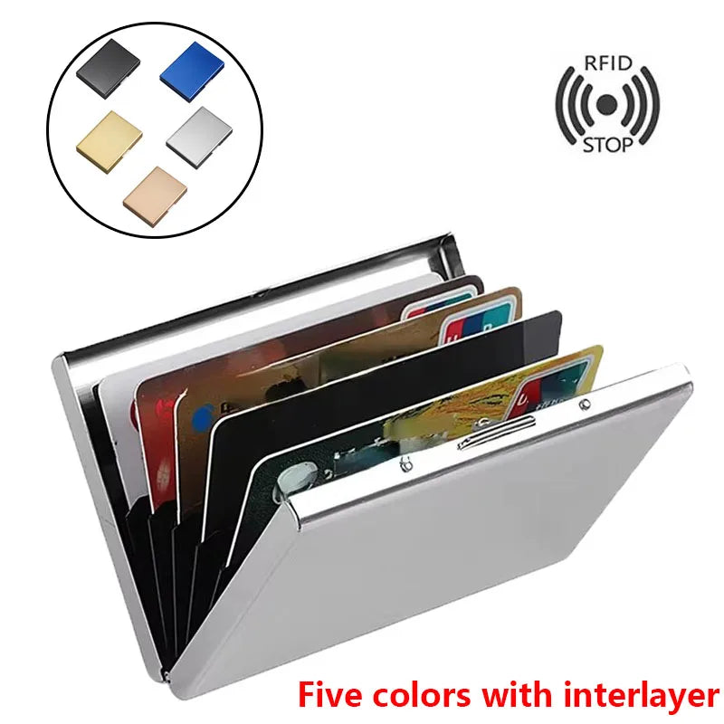 1pc Card Holder Men RFID Blocking Aluminum Metal Slim Wallet