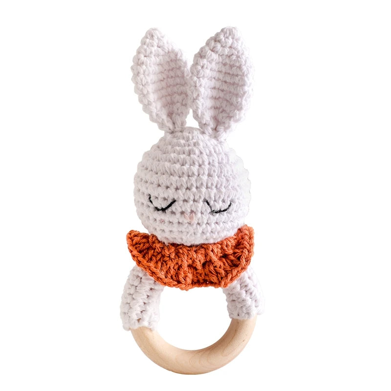 1PC Crochet Animal Bear Rattle Toy