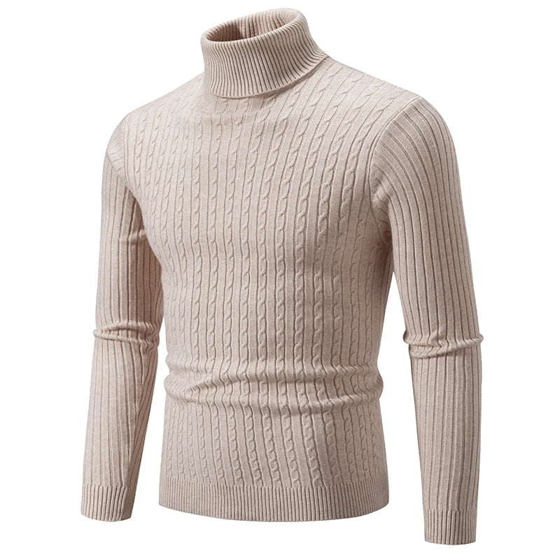 New Men's High Neck Sweater Pullover Knitted Warm