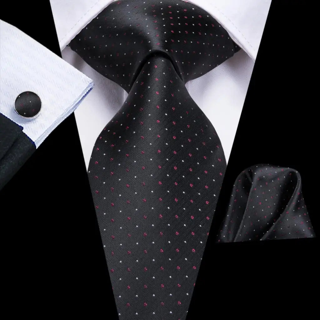 Hi-Tie Black Floral Silk Wedding Tie For Men