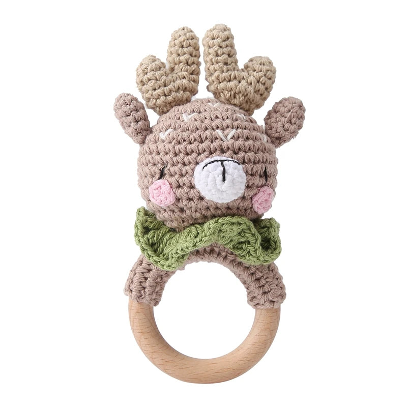 1PC Crochet Animal Bear Rattle Toy