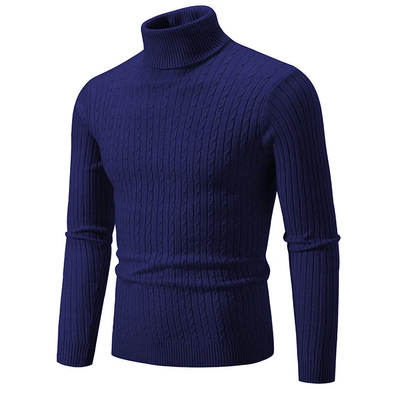 New Men's High Neck Sweater Pullover Knitted Warm