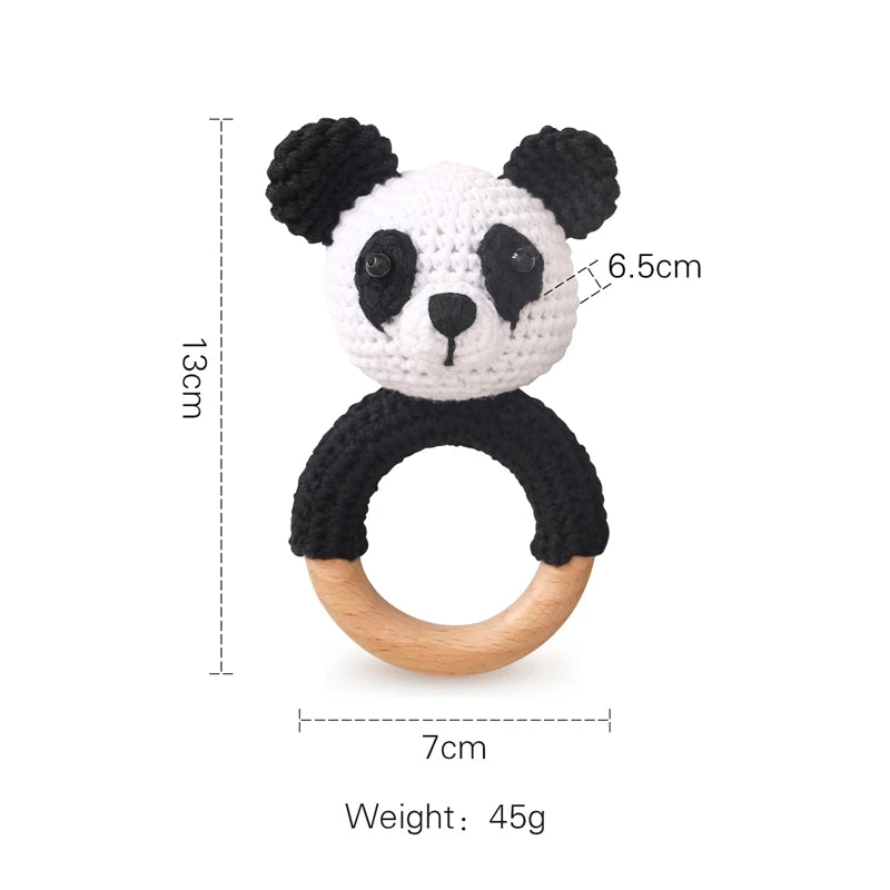 1PC Crochet Animal Bear Rattle Toy