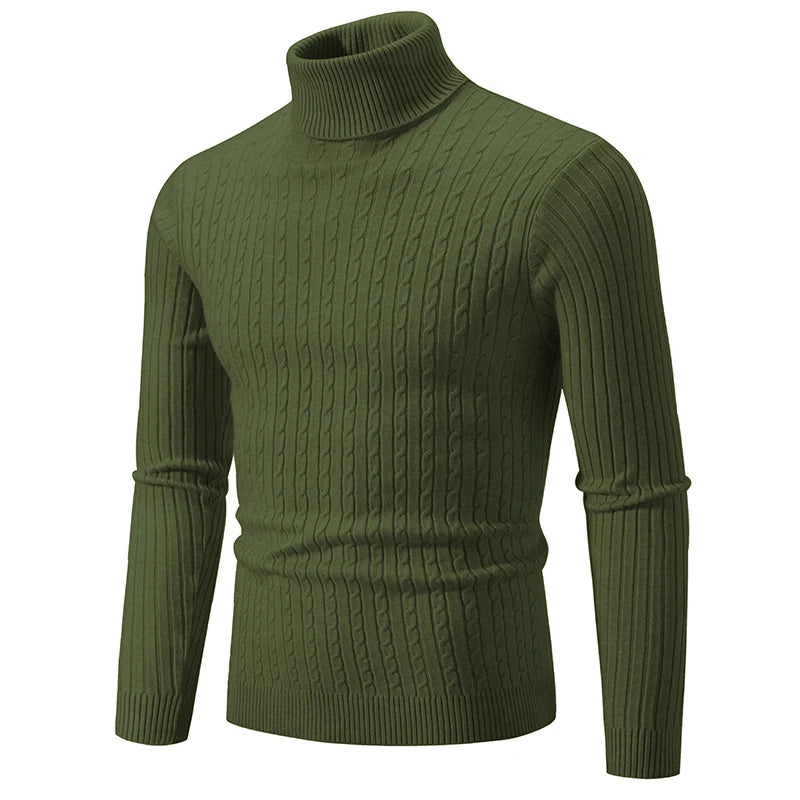 New Men's High Neck Sweater Pullover Knitted Warm