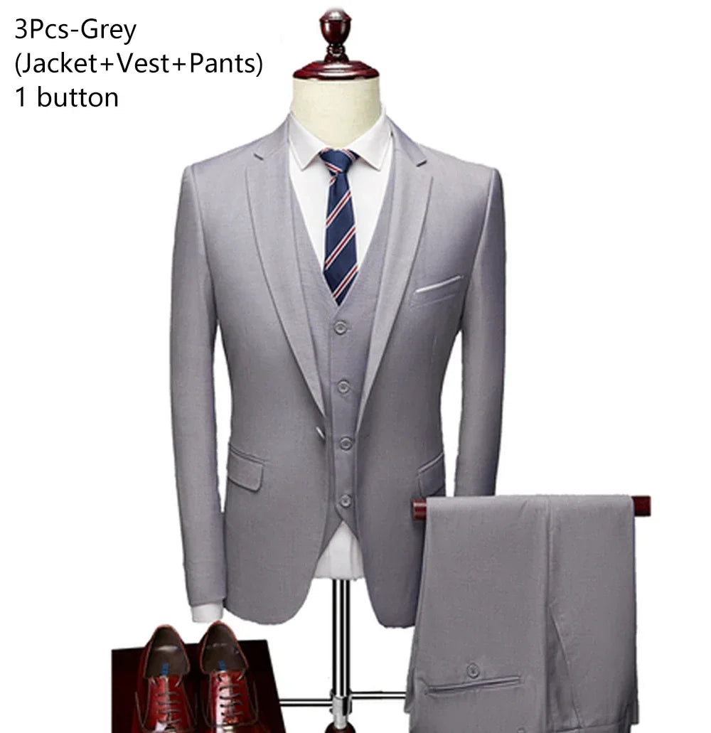 3 Pieces Set Luxury Fashion Full Jackets Vest, Pants, Blazers Outfit 2025